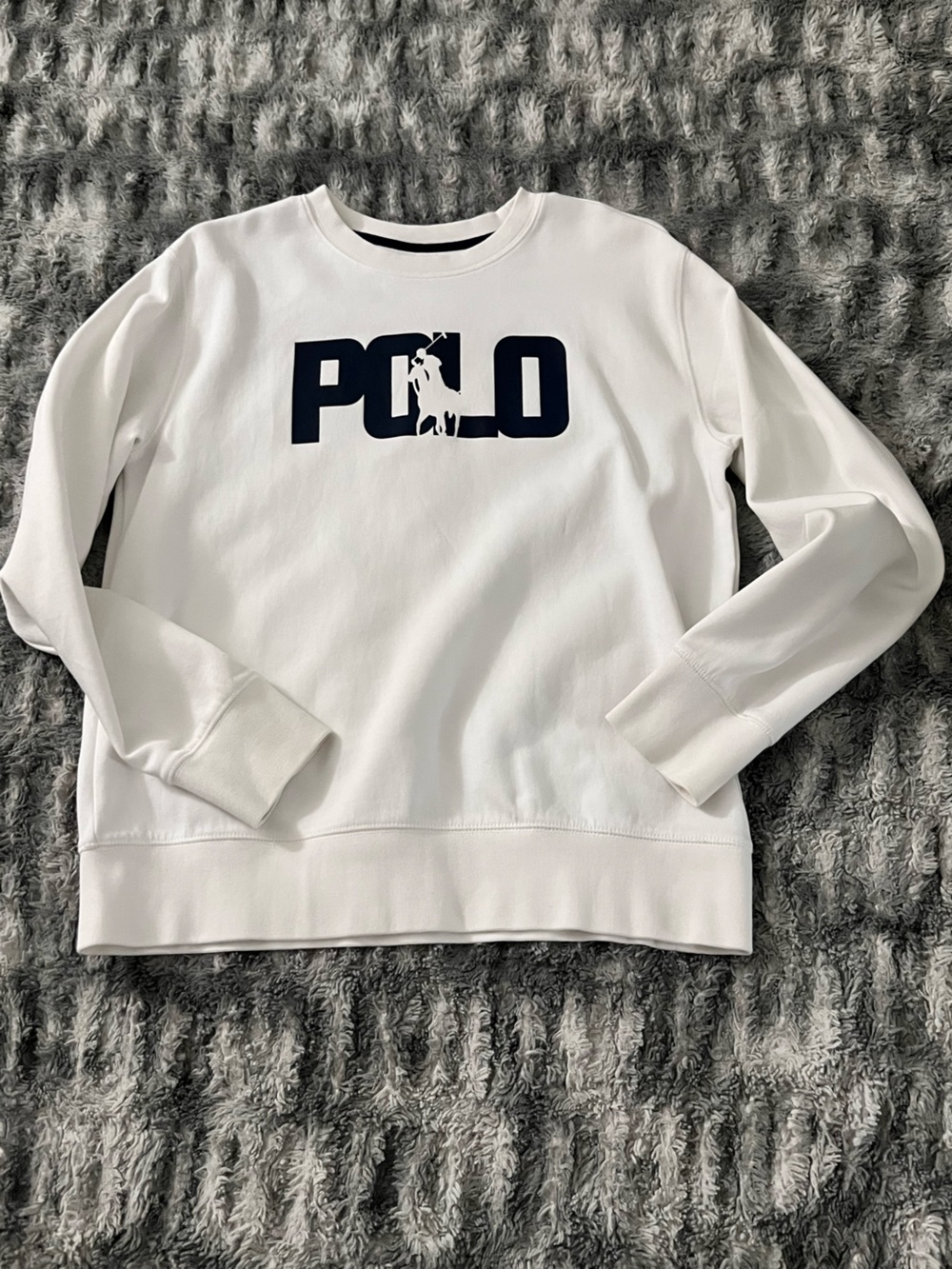 Polo by Ralph Lauren White Sweatshirt with Navy Logo